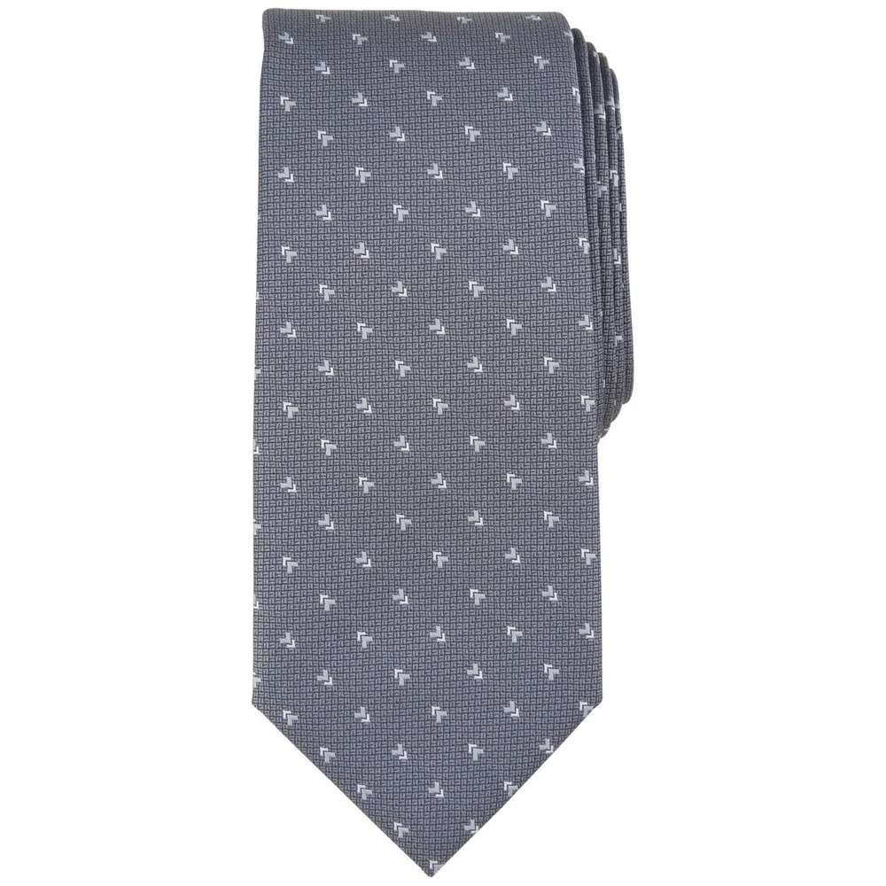 Alfani Mens Tie One Size Silver Galway Slim Mini Geometric Formal Necktie NWT